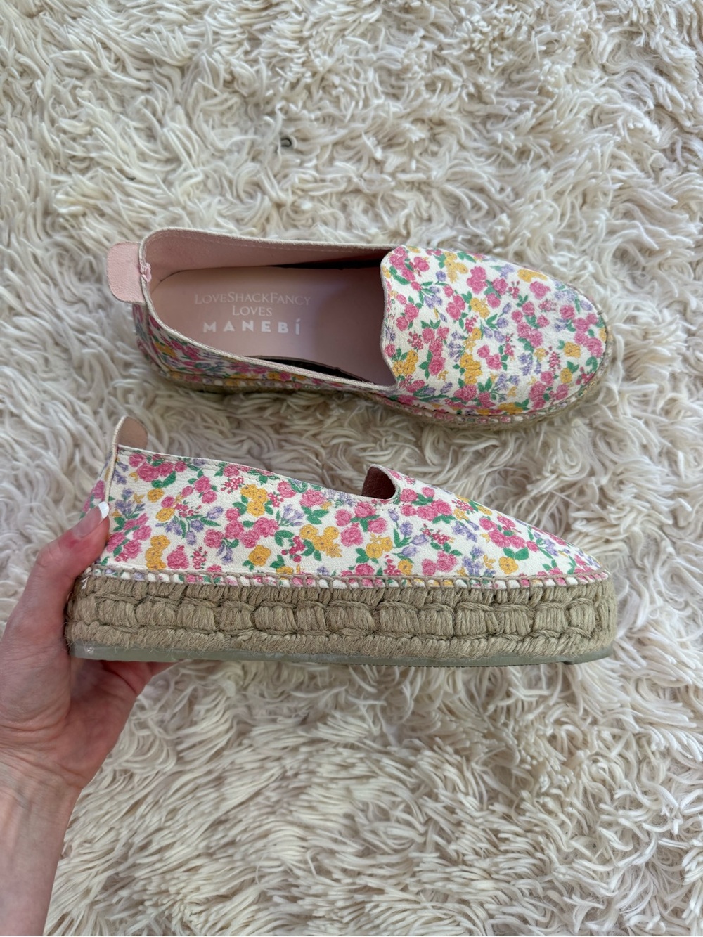 LoveShackFancy x Manebi Fruity Punch Floral Platform Espadrilles EU 37